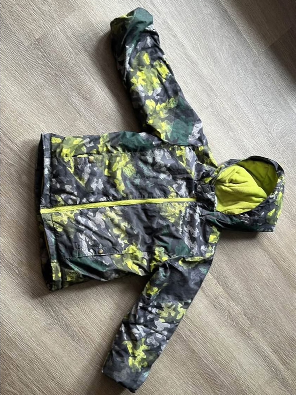 Columbia Kids Green Camo Hooded Puffer Jacket